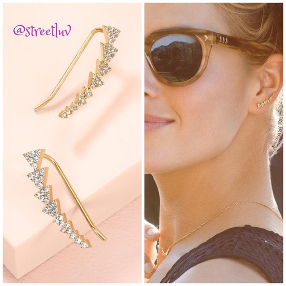 Stella & Dot Gold Pavé Triangle Ear Climbers - Picture 3 of 9